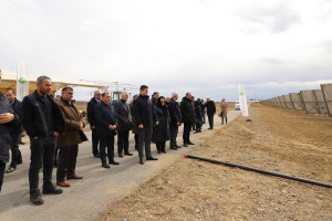 “Aqrovoltaika” layihəsi çərçivəsində günəş panelləri olan ərazidə müxtəlif kənd təsərrüfatı bitkilərinin səpini həyata keçirilib