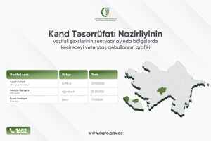 Kənd Təsərrüfatı Nazirliyinin vəzifəli şəxslərinin sentyabr ayında bölgələrdə keçirəcəyi vətəndaş qəbullarının qrafiki təsdiqlənib