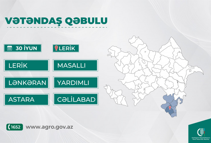 Kənd təsərrüfatı naziri Məcnun Məmmədov Lerikdə vətəndaşları qəbul edəcək